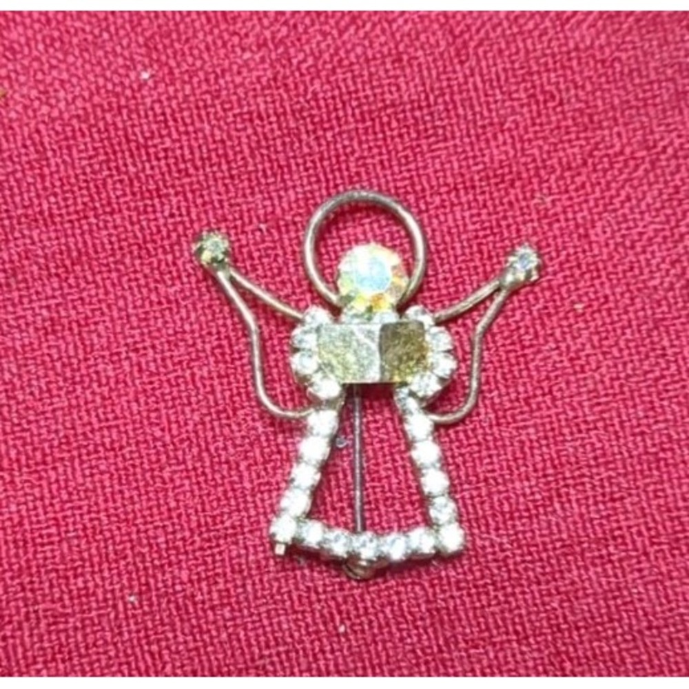 Vintage Rhinestone Star Stick Pin And Rhinestone Angel Pin - Picture 2 of 4